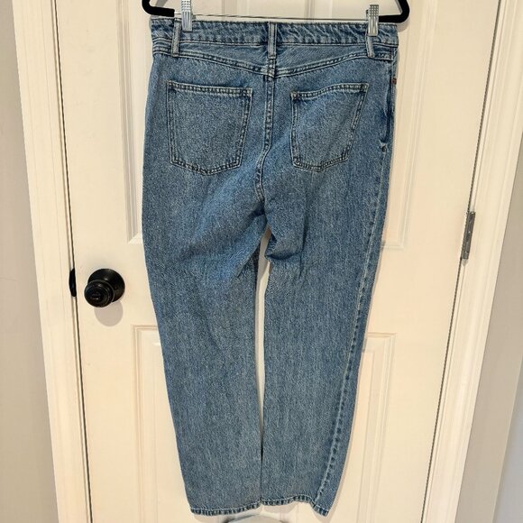 House Of Harlow 1960 Super High Rise Straight Jeans Split Hem Light Wash Size 29 - Picture 4 of 6